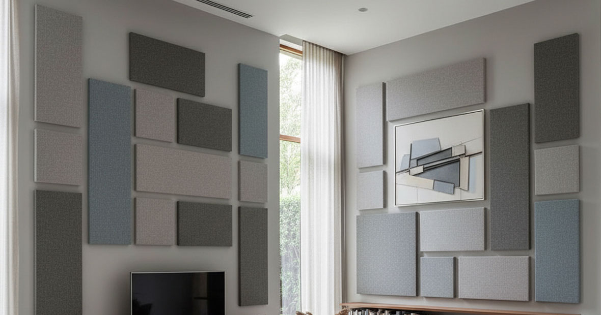 Panneaux acoustiques muraux dans un salon