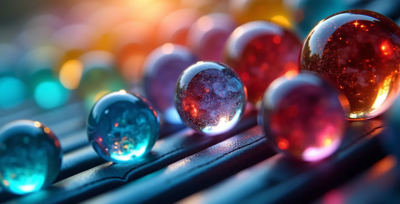 Vue macro d'une interface de tri avec éléments colorés abstraits